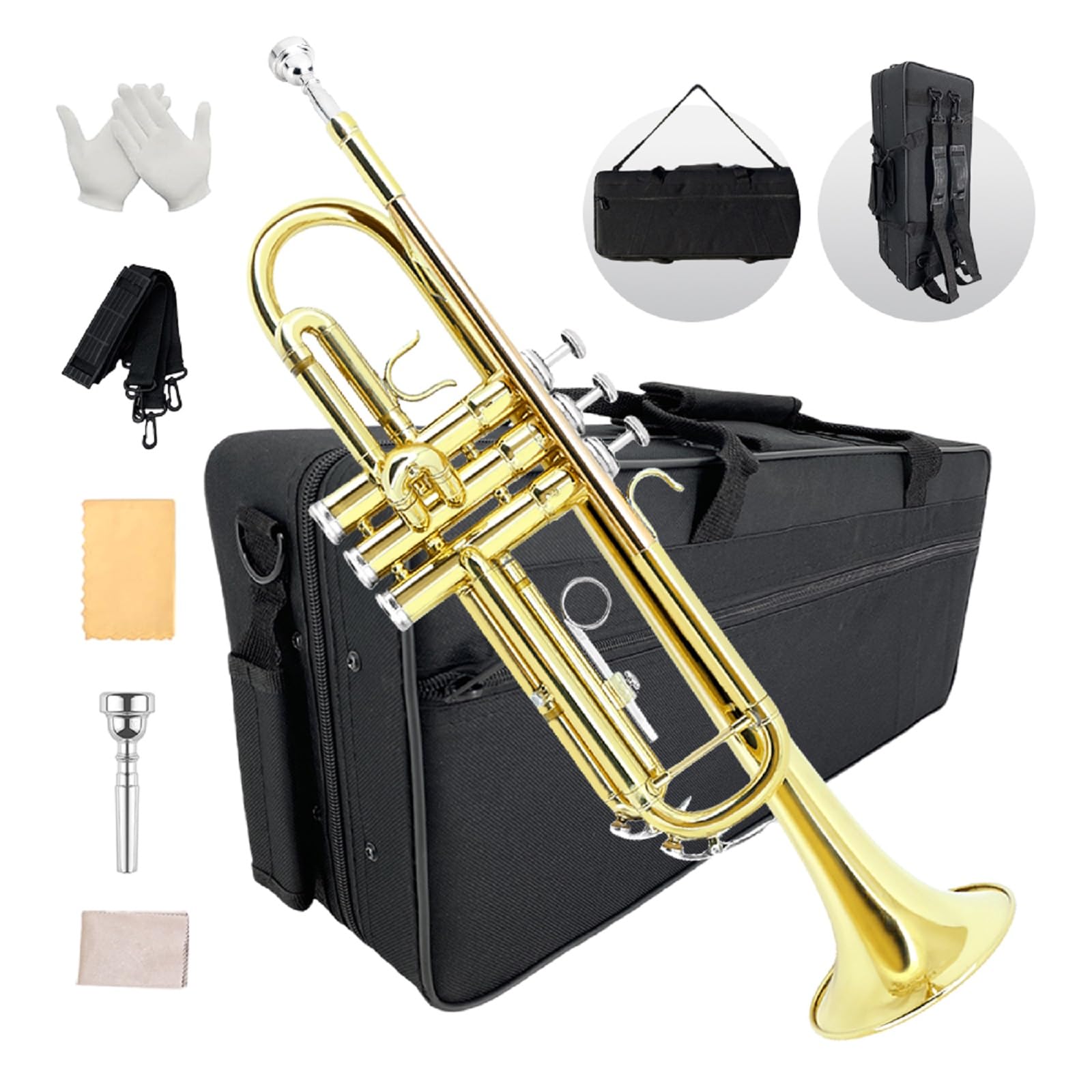 Bb Trumpet 本体 金色 ハードケース付き Amazon.co.jp: YoungMonic Bb スタンダードトランペット 金メッキ真鍮